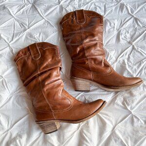 Vintage Steve Madden Brown Slouch Leather Western Cowboy Boots | Size 8